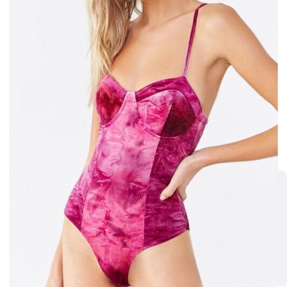 Forever 21 velvet bustier bodysuit